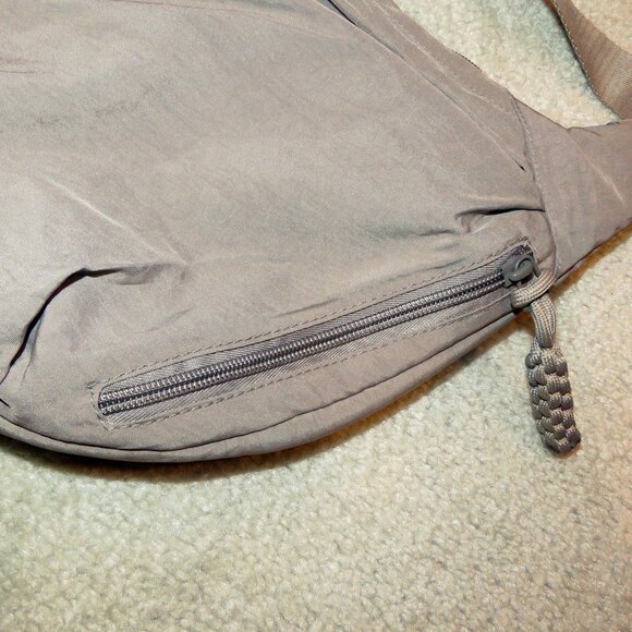 Nylon Gray/Taupe Unisex Crescent Shape Hobo Crossbody Messenger Tote Bag - Picture 6 of 16